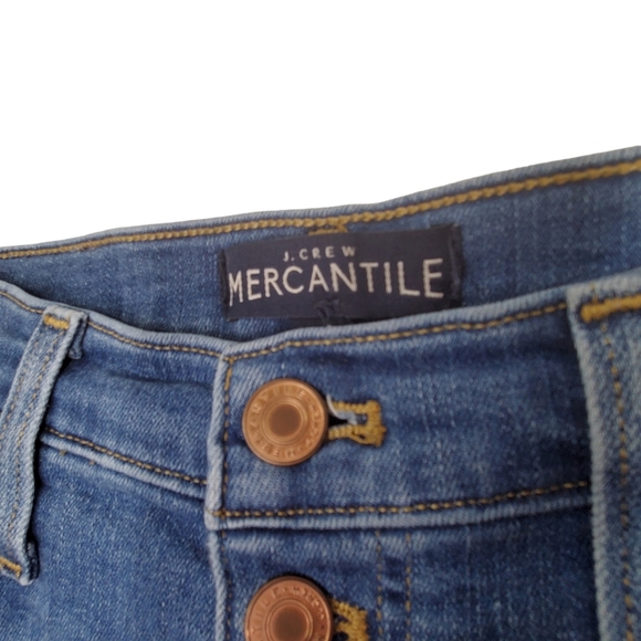 J. CREW MERCANTILE Button Fly Skinny Jeans High Waist Raw Step Hem Sz 27 Stretch - Picture 6 of 11